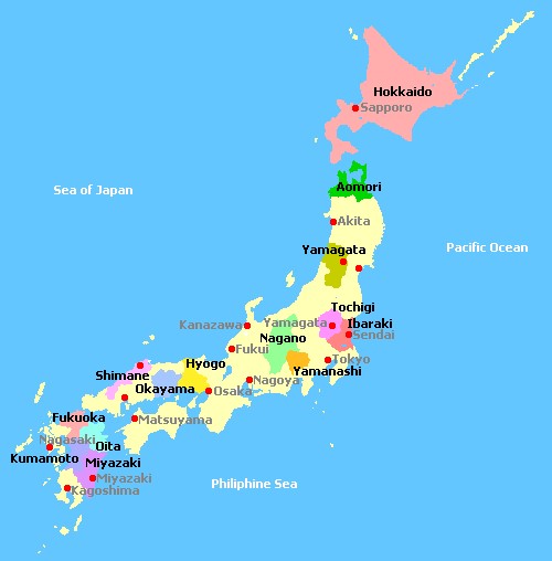 Japan – regioni - sorte i vina