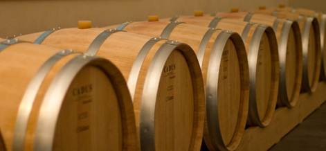 Crvena vina koja odležavaju u hrastovim bačvama